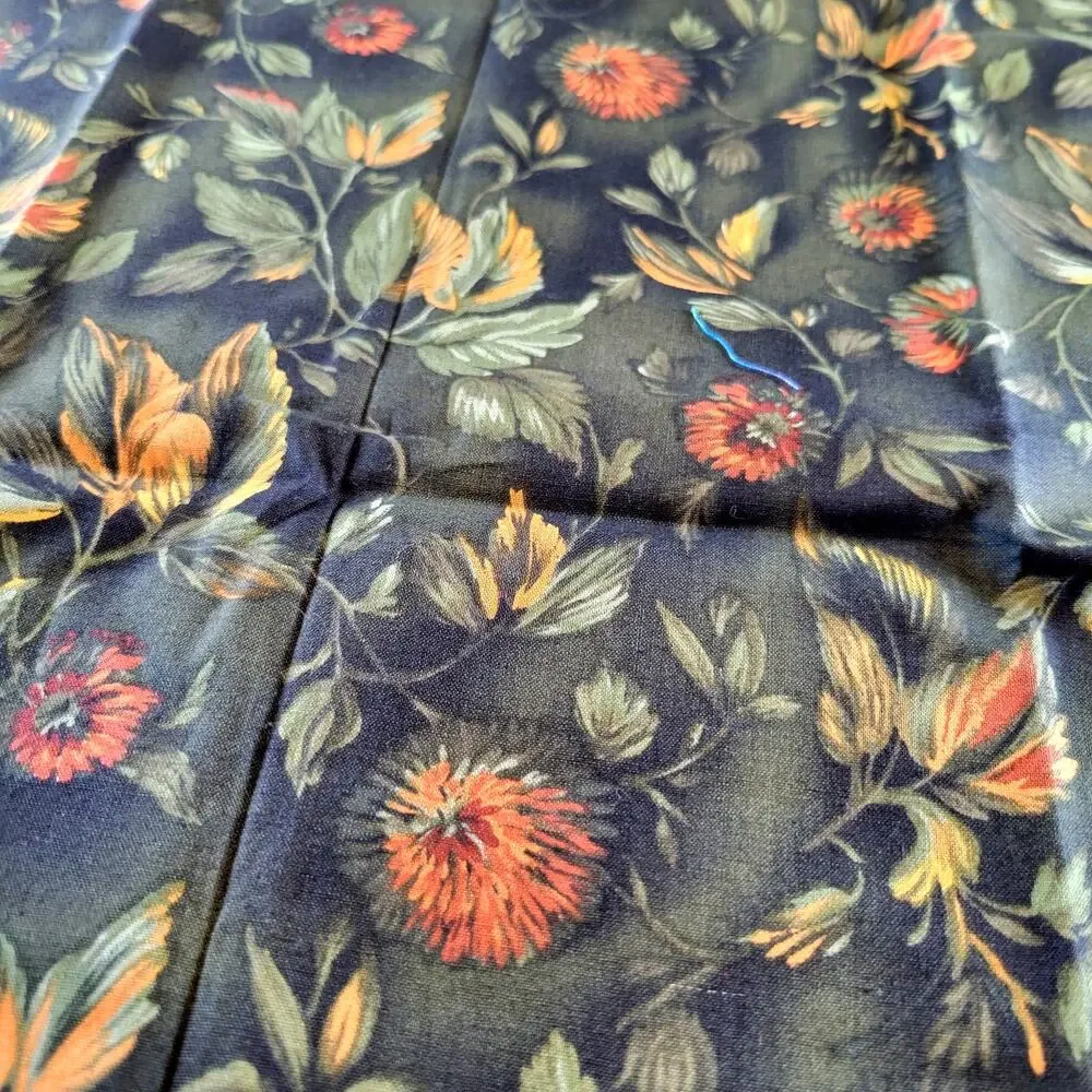 Water Tex Cheri Strole SSI Floral Cotton Fabric 36x42” Green Orange Leaves
